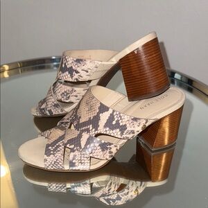 Cole Haan Cream and Brown Mules with Artistic Flair